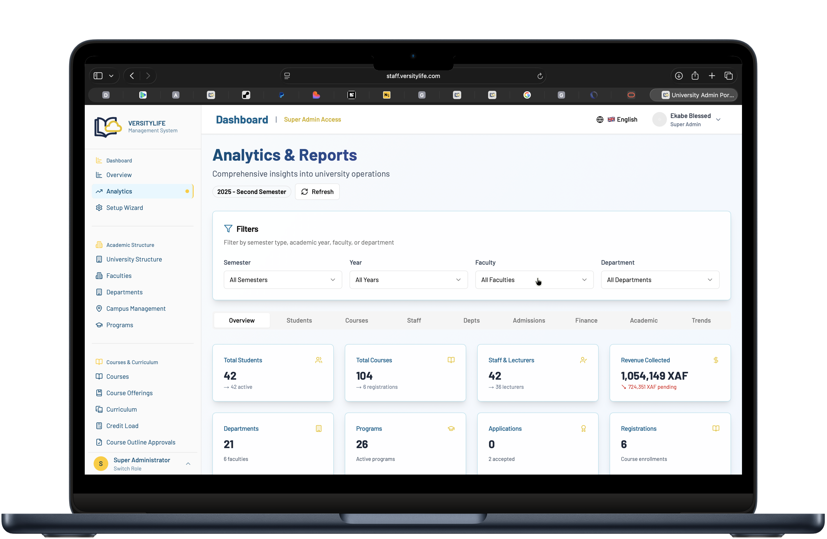 Academic Management Suite Interface